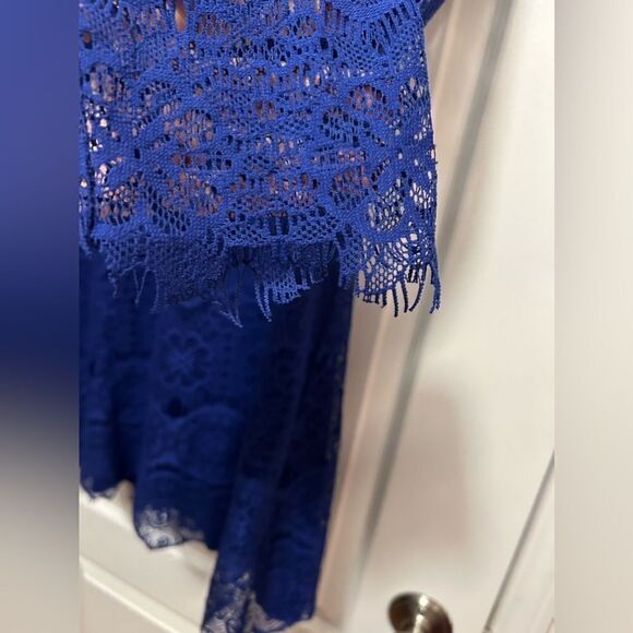 Max Studo Scalloped Hem Lace overlay Shift Dress royal Blue women’s Small - Picture 7 of 16